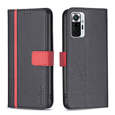 Funda de Cuero Cartera con Soporte Carcasa B13F para Xiaomi Redmi Note 10 Pro 4G Negro