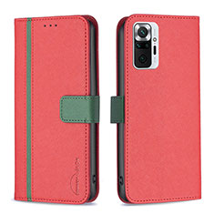 Funda de Cuero Cartera con Soporte Carcasa B13F para Xiaomi Redmi Note 10 Pro Max Rojo