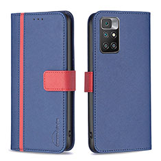 Funda de Cuero Cartera con Soporte Carcasa B13F para Xiaomi Redmi Note 11 4G (2021) Azul