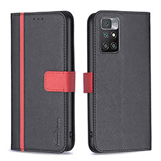 Funda de Cuero Cartera con Soporte Carcasa B13F para Xiaomi Redmi Note 11 4G (2021) Negro