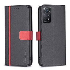 Funda de Cuero Cartera con Soporte Carcasa B13F para Xiaomi Redmi Note 11 Pro 4G Negro