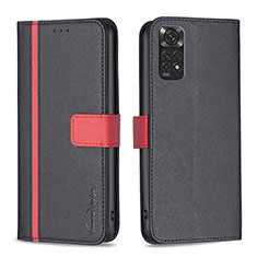 Funda de Cuero Cartera con Soporte Carcasa B13F para Xiaomi Redmi Note 11S 4G Negro