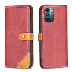 Funda de Cuero Cartera con Soporte Carcasa B14F para Nokia G11 Rojo