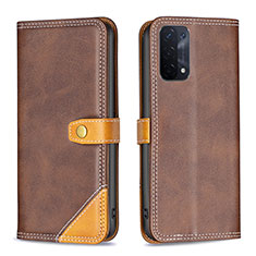 Funda de Cuero Cartera con Soporte Carcasa B14F para Oppo A54 5G Marron