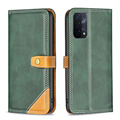 Funda de Cuero Cartera con Soporte Carcasa B14F para Oppo A54 5G Verde