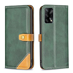 Funda de Cuero Cartera con Soporte Carcasa B14F para Oppo A74 4G Verde