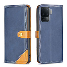 Funda de Cuero Cartera con Soporte Carcasa B14F para Oppo A94 4G Azul