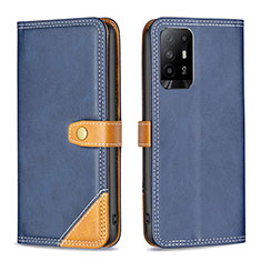 Funda de Cuero Cartera con Soporte Carcasa B14F para Oppo A95 5G Azul