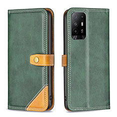 Funda de Cuero Cartera con Soporte Carcasa B14F para Oppo A95 5G Verde