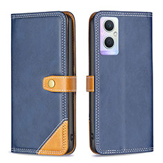 Funda de Cuero Cartera con Soporte Carcasa B14F para Oppo A96 5G Azul