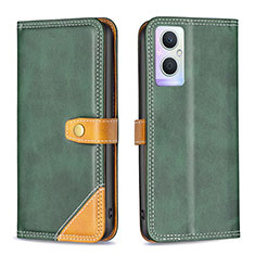 Funda de Cuero Cartera con Soporte Carcasa B14F para Oppo A96 5G Verde