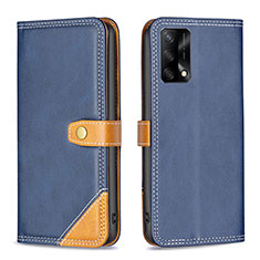 Funda de Cuero Cartera con Soporte Carcasa B14F para Oppo F19 Azul