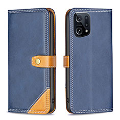 Funda de Cuero Cartera con Soporte Carcasa B14F para Oppo Find X5 5G Azul