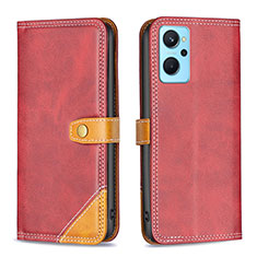 Funda de Cuero Cartera con Soporte Carcasa B14F para Oppo K10 4G Rojo