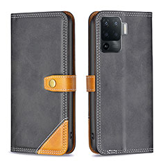 Funda de Cuero Cartera con Soporte Carcasa B14F para Oppo Reno5 F Negro