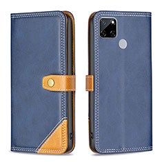 Funda de Cuero Cartera con Soporte Carcasa B14F para Realme 7i RMX2193 Azul