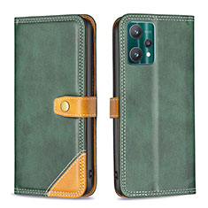 Funda de Cuero Cartera con Soporte Carcasa B14F para Realme 9 5G Verde