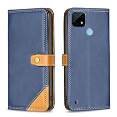 Funda de Cuero Cartera con Soporte Carcasa B14F para Realme C21 Azul