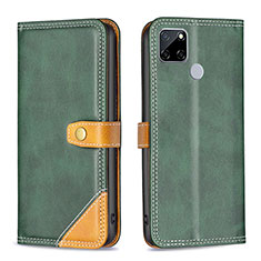 Funda de Cuero Cartera con Soporte Carcasa B14F para Realme C25S Verde