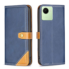 Funda de Cuero Cartera con Soporte Carcasa B14F para Realme C30 Azul