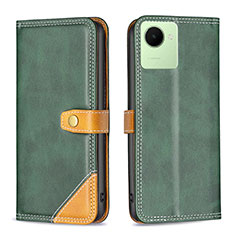 Funda de Cuero Cartera con Soporte Carcasa B14F para Realme C30 Verde