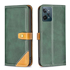 Funda de Cuero Cartera con Soporte Carcasa B14F para Realme C31 Verde