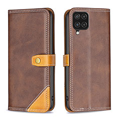 Funda de Cuero Cartera con Soporte Carcasa B14F para Samsung Galaxy A12 Nacho Marron