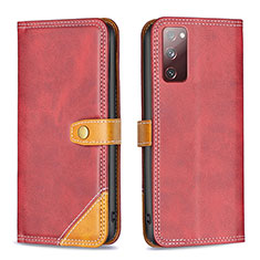 Funda de Cuero Cartera con Soporte Carcasa B14F para Samsung Galaxy S20 FE (2022) 5G Rojo