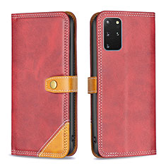 Funda de Cuero Cartera con Soporte Carcasa B14F para Samsung Galaxy S20 Plus Rojo