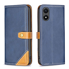 Funda de Cuero Cartera con Soporte Carcasa B14F para Vivo Y02S Azul