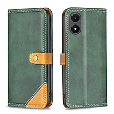 Funda de Cuero Cartera con Soporte Carcasa B14F para Vivo Y02S Verde