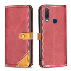 Funda de Cuero Cartera con Soporte Carcasa B14F para Vivo Y11 Rojo