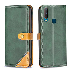 Funda de Cuero Cartera con Soporte Carcasa B14F para Vivo Y12 Verde