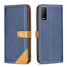 Funda de Cuero Cartera con Soporte Carcasa B14F para Vivo Y12G Azul