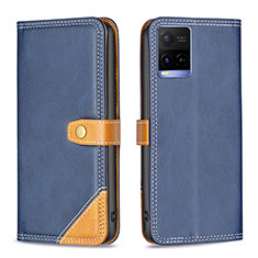 Funda de Cuero Cartera con Soporte Carcasa B14F para Vivo Y21e Azul