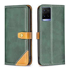 Funda de Cuero Cartera con Soporte Carcasa B14F para Vivo Y32 4G Verde