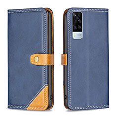 Funda de Cuero Cartera con Soporte Carcasa B14F para Vivo Y51 (2021) Azul