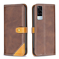 Funda de Cuero Cartera con Soporte Carcasa B14F para Vivo Y51 (2021) Marron