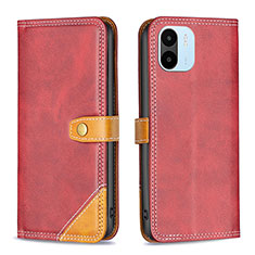 Funda de Cuero Cartera con Soporte Carcasa B14F para Xiaomi Poco C51 Rojo