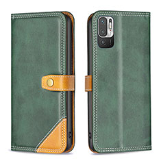 Funda de Cuero Cartera con Soporte Carcasa B14F para Xiaomi POCO M3 Pro 5G Verde