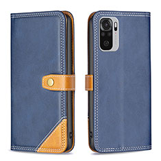 Funda de Cuero Cartera con Soporte Carcasa B14F para Xiaomi Poco M5S Azul