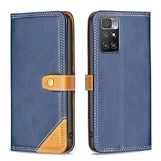 Funda de Cuero Cartera con Soporte Carcasa B14F para Xiaomi Redmi 10 (2022) Azul