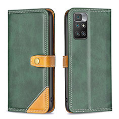 Funda de Cuero Cartera con Soporte Carcasa B14F para Xiaomi Redmi 10 4G Verde