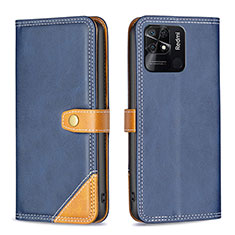 Funda de Cuero Cartera con Soporte Carcasa B14F para Xiaomi Redmi 10C 4G Azul