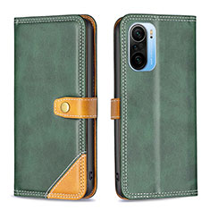 Funda de Cuero Cartera con Soporte Carcasa B14F para Xiaomi Redmi K40 5G Verde