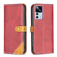 Funda de Cuero Cartera con Soporte Carcasa B14F para Xiaomi Redmi K50 Ultra 5G Rojo