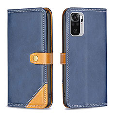 Funda de Cuero Cartera con Soporte Carcasa B14F para Xiaomi Redmi Note 10 4G Azul