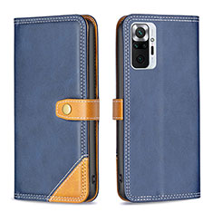 Funda de Cuero Cartera con Soporte Carcasa B14F para Xiaomi Redmi Note 10 Pro Max Azul