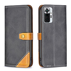 Funda de Cuero Cartera con Soporte Carcasa B14F para Xiaomi Redmi Note 10 Pro Max Negro