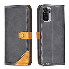 Funda de Cuero Cartera con Soporte Carcasa B14F para Xiaomi Redmi Note 10S 4G Negro